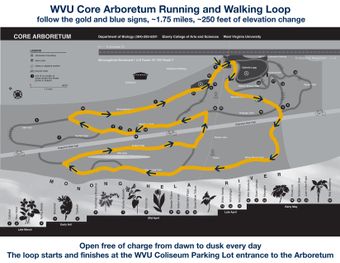 wvu core arboretum running loop map